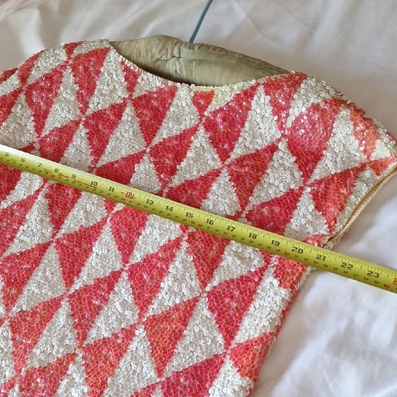 Gene Shelly'sCouture Sequined Dress / 1960's Mod Pink Sequin - Picture 15 of 15